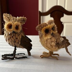 Vintage Natural Decorative Owl Figurines